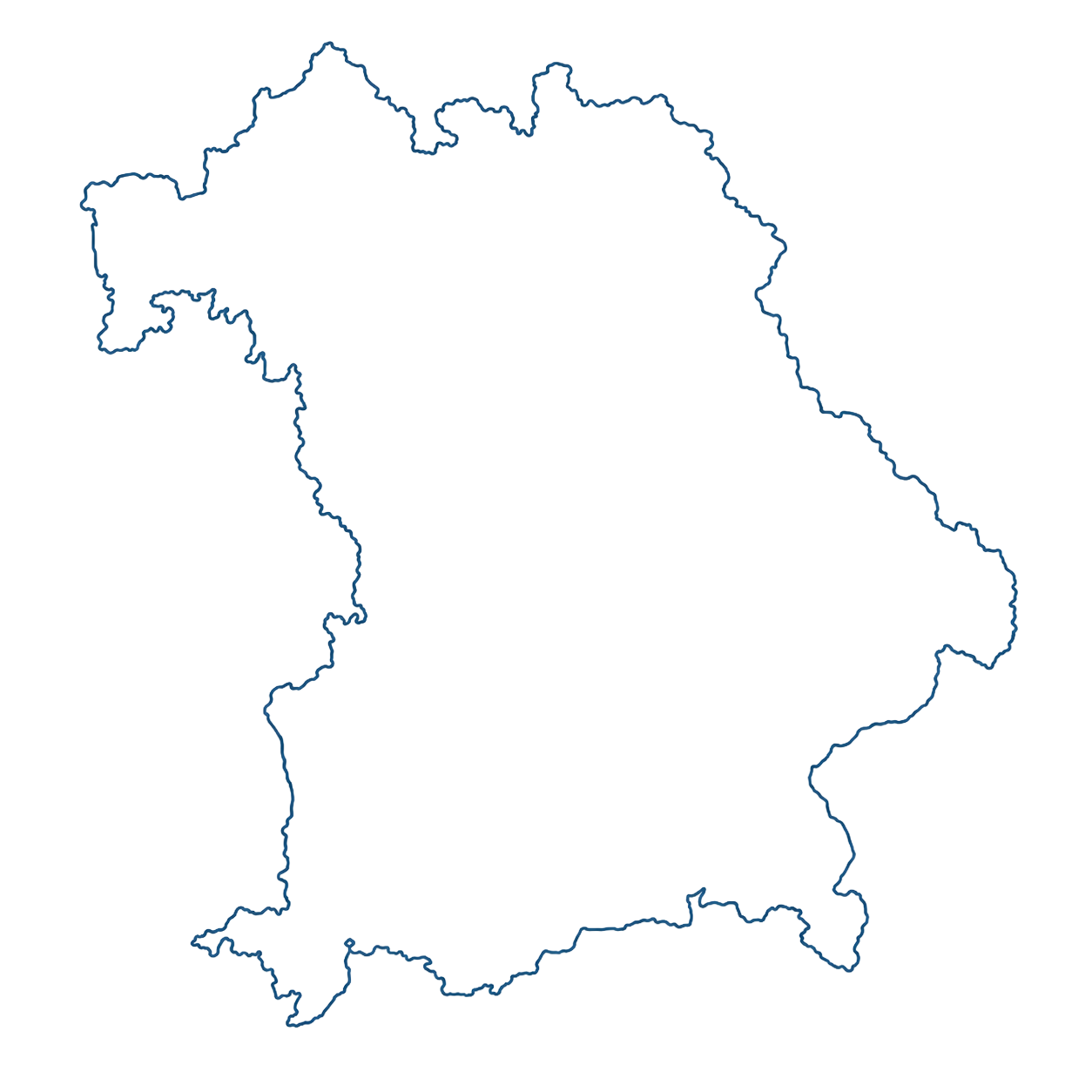Karte von Bayern mit den LHL Standorten Winhöring, Passau und München